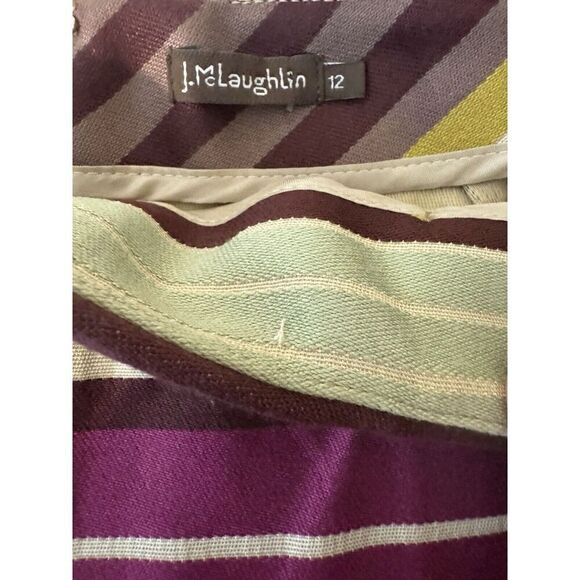 J. McLaughlin Women’s LUCIA Box Pleat Pink Green Striped Pockets Skirt Sz 12 - Picture 5 of 5